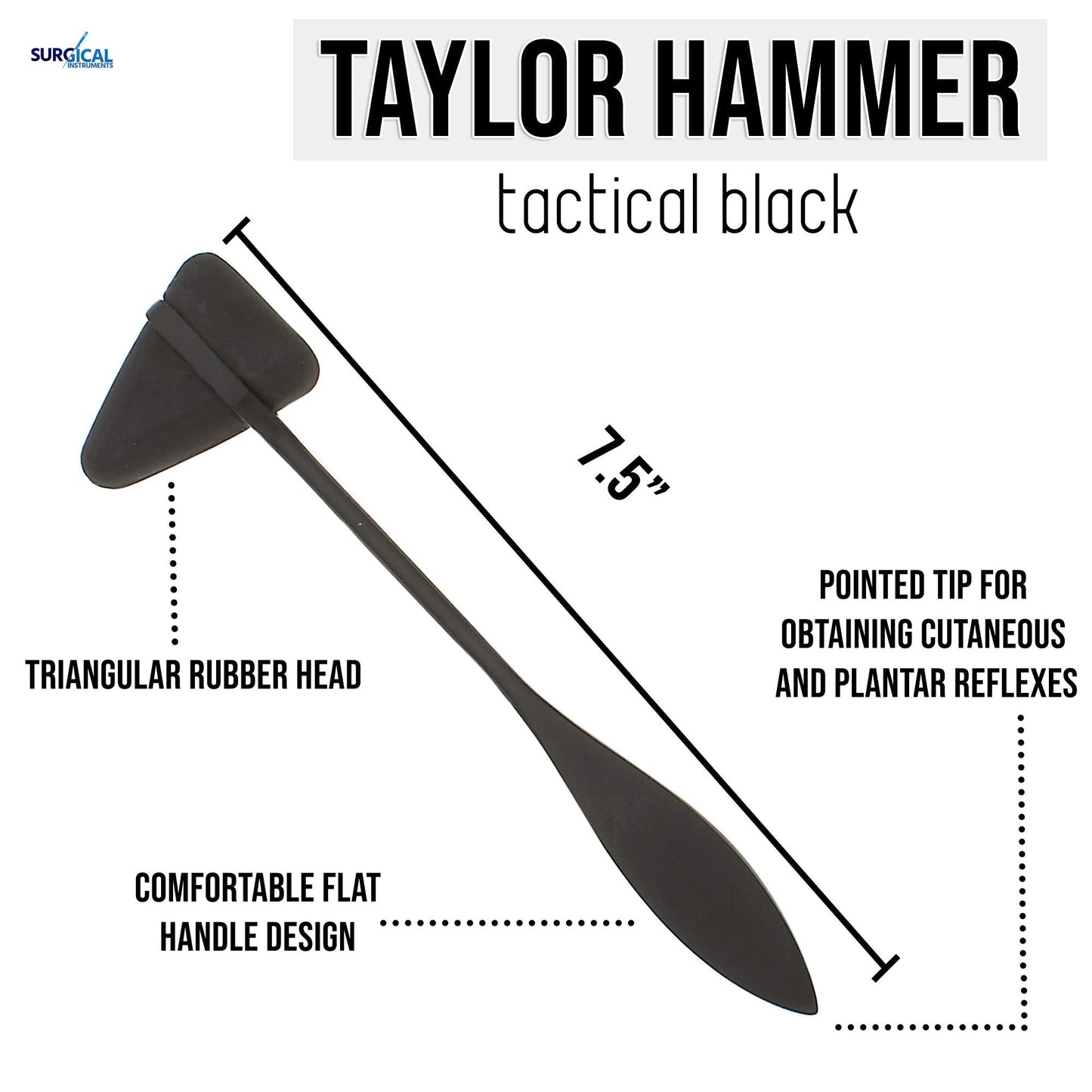 SURGICAL ONLINE Taylor Tomahawk Percussion Reflex Hammer for Neurological Examination (Black)