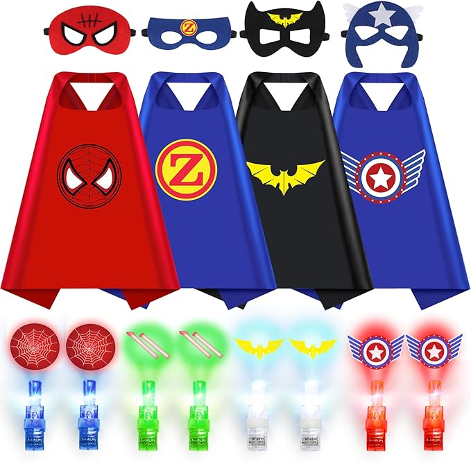 KUBUSFLY Superhero Capes for Kids, Halloween Costumes for Boys with Masks Dress Up Set for Cosplay Party Halloween Christm...