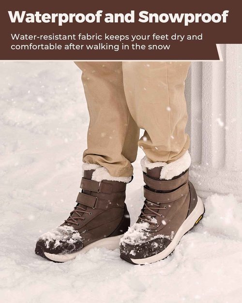 FitVille Wide Mens Snow Boots Fur Lining Extra Wide Winter Boots for Men Non-slip Warm Shoes for Outdoor Hiking