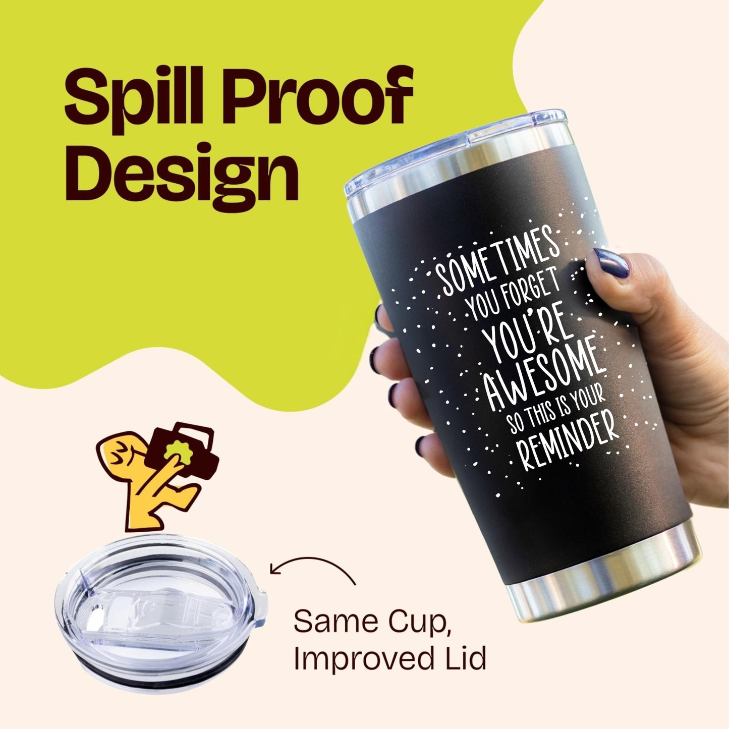Dad Gifts for Fathers Day Cup - Sometimes You Forget Your Awesome Gifts Black 20oz Motivational Coffee Tumbler Birthday Gift for Dad, Husband, Boyfriend Inspirational Mugs for Men Who Want Nothing