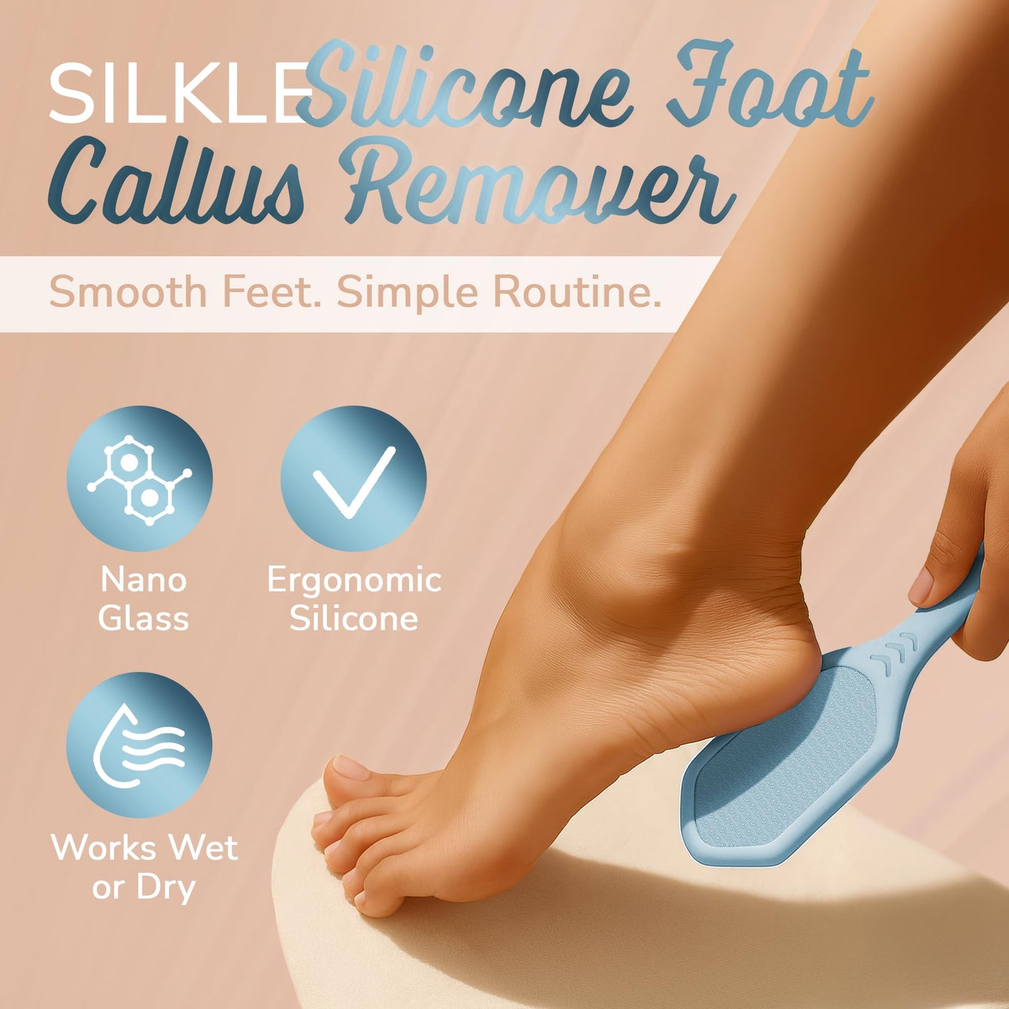 SILKLE Silicone Foot Callus Remover - Nano Glass Foot File for Dead Skin and Cracked Heels - Callus Remover for Feet & Hard Skin