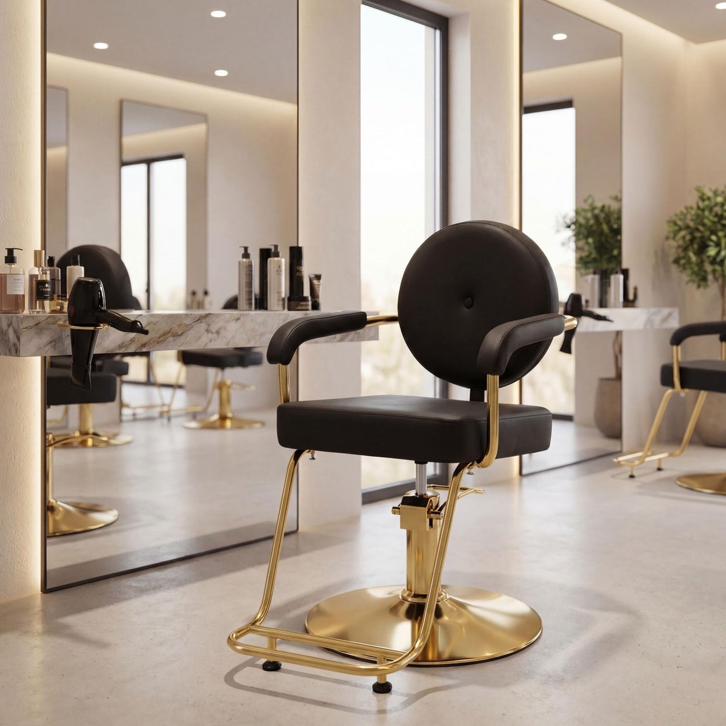 Artist hand Barber Salon Chair for Hair Stylist, Hydraulic Salon Styling Chair 360° Swivel Adjustable Height, Spa Beauty Equipment for Beauty Salon, Home Studio, 330 lbs Capacity, Black and Gold