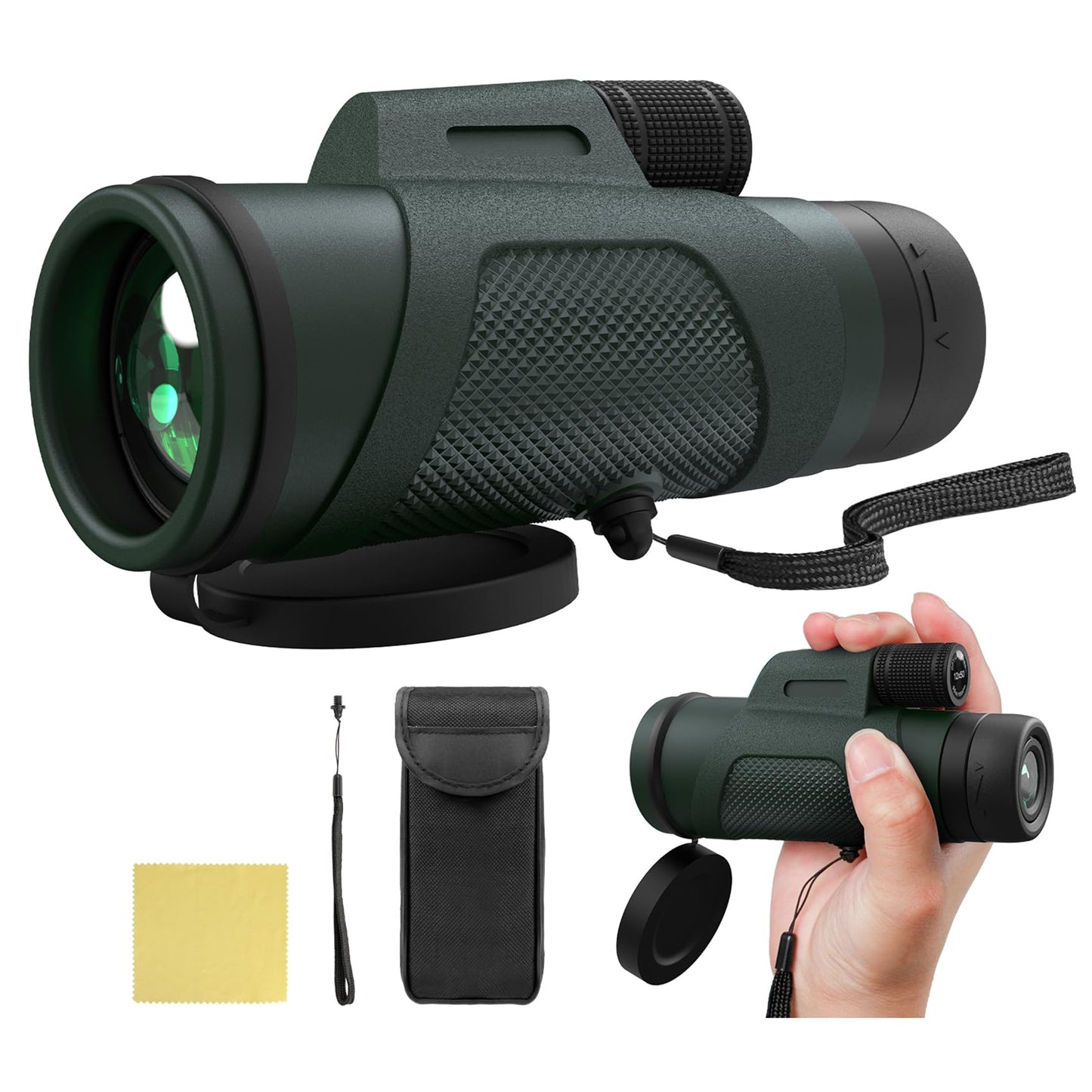 12X50 Monocular Telescope For Adults, High Powered Monoculars Compact Scope Portable Handheld Telescope With Bak-4 Prism Fmc Len