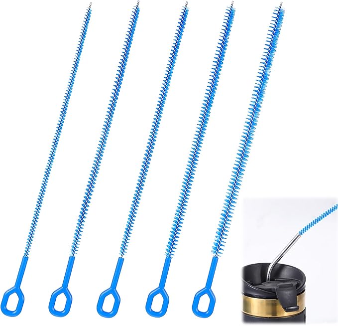 5Pcs Straw Clean Brush Extra Long 12 Inch Reusable Straw Cleaner Accessories Diameters Ranging from 6-12mm for Water Bottles Tubes Sippy Cup
