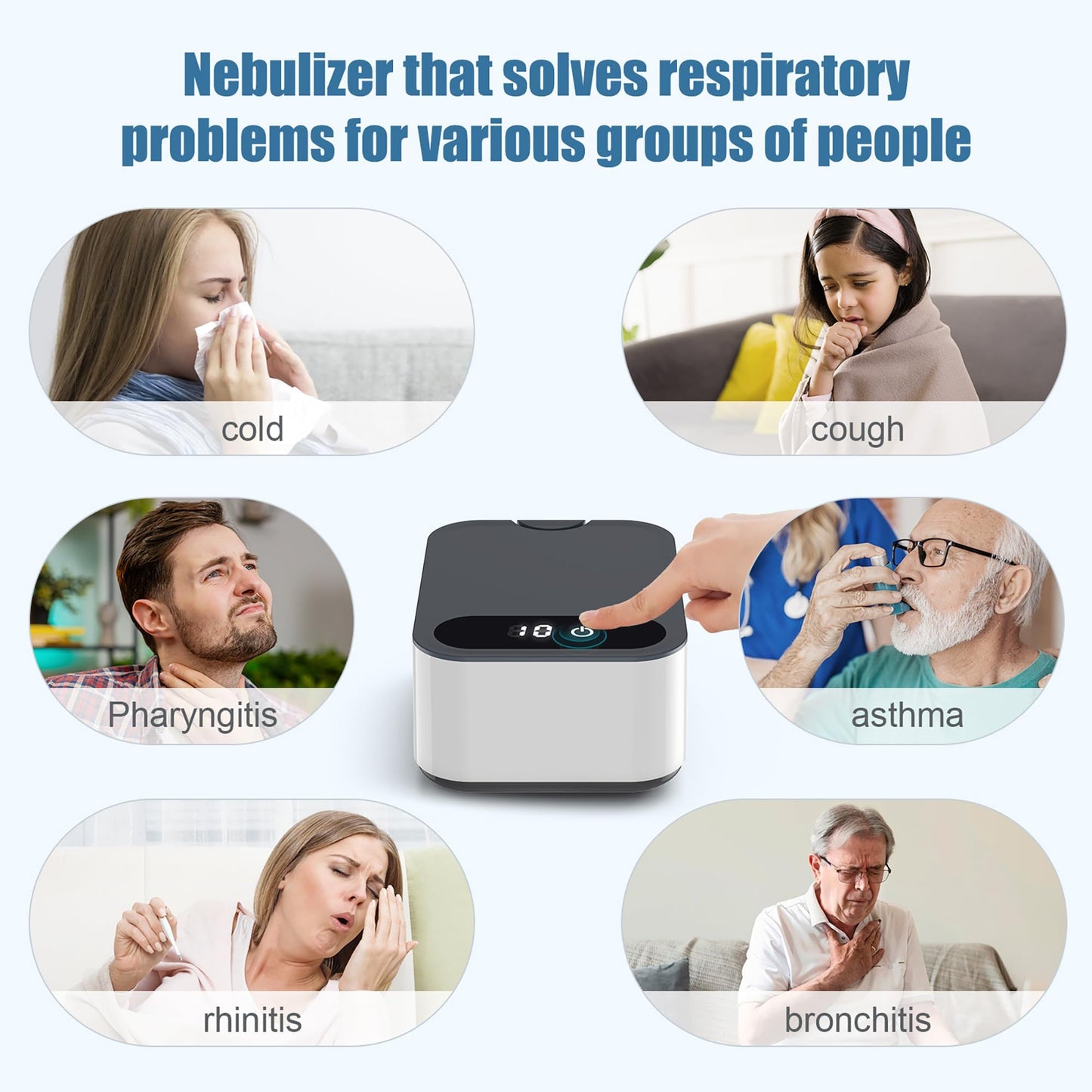 Smart Nebulizer for Adults and Kids-Digital Display Nebulizer with Mask, Nebulizer to Solve Breathing, Hailie Sensor NF0109 Breathing Treatment with Adjustable time, Used Both Home.as Well as on Work