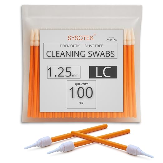 Fiber Optic Cleaning Swabs - 100 pack - LC 1.25mm - For Cleaning Optical Components. Lint Free Anti-Static Swabs, Cleaning stick for Ports and Adapters, LC Connector Cleaner Tool for Field Use