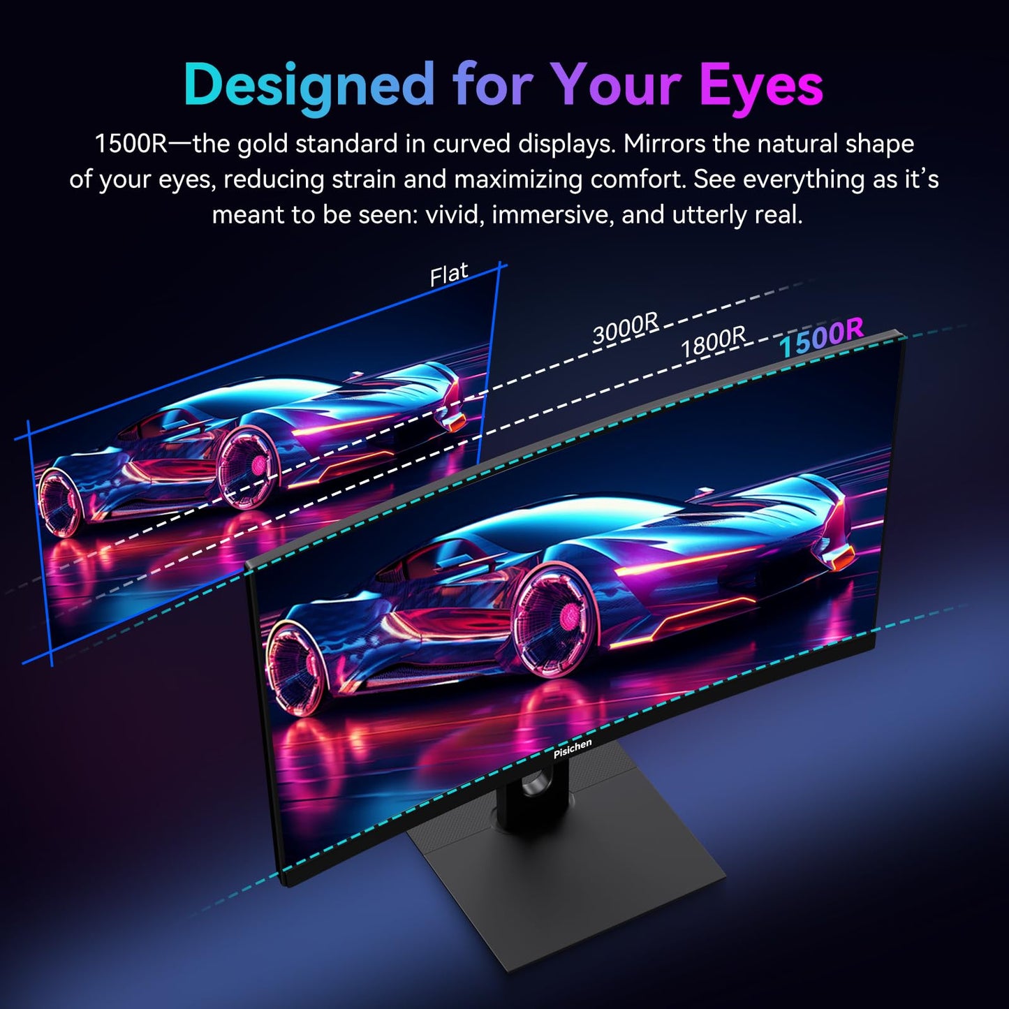 Pisichen Curved 27 Inch Touchscreen Monitor, QHD 2K 2560x1440 85Hz Computer Monitor, 99% sRGB, Built-in Adaptive Sync, with Display Port HDMI, Eye Care, VESA