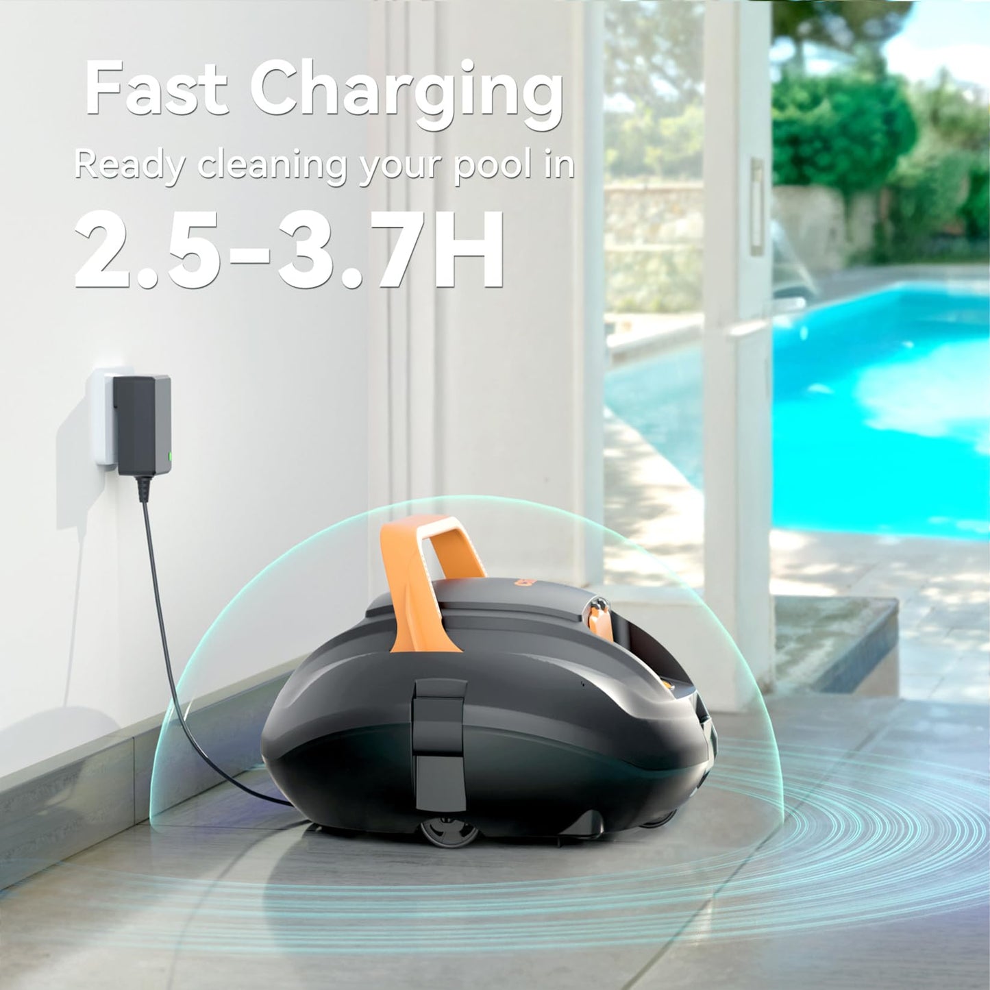 CliBot S1 Cordless Pool Vacuum, Automatic Pool Cleaner Robot with 120 Min Runtime, Powerful Dual-Motor, Auto Park, 2 Cleaning Paths, for Above Ground Pools and Flat In-Ground Pools up to 850 Sq.Ft