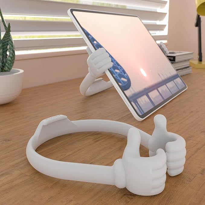 Honsky Adjustable Tablet Stand, Portable Phone Holder for Desk Bed - Multi-Angle Drawing Stand Compatible with All Tablets (White)