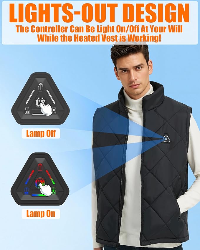 Heated Vest for Women and Men - Quilted Lightweight Heating Jacket Coat, Upgraded 7.4V 10000 mAh Battery Pack