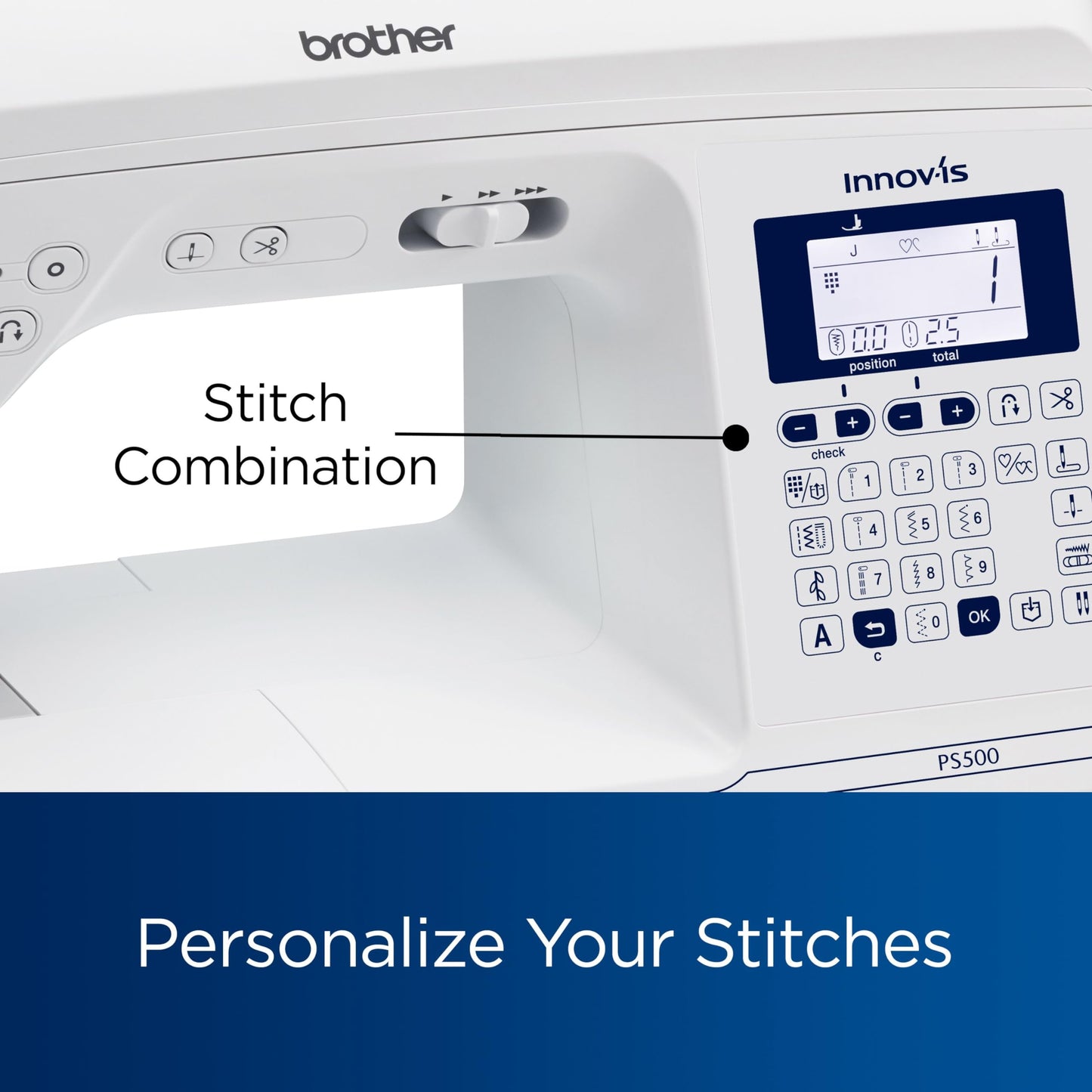 Brother PS500 Pacesetter Sewing Machine with 100 Built-In Stitches, 2.4" x 1.3" LCD Display
