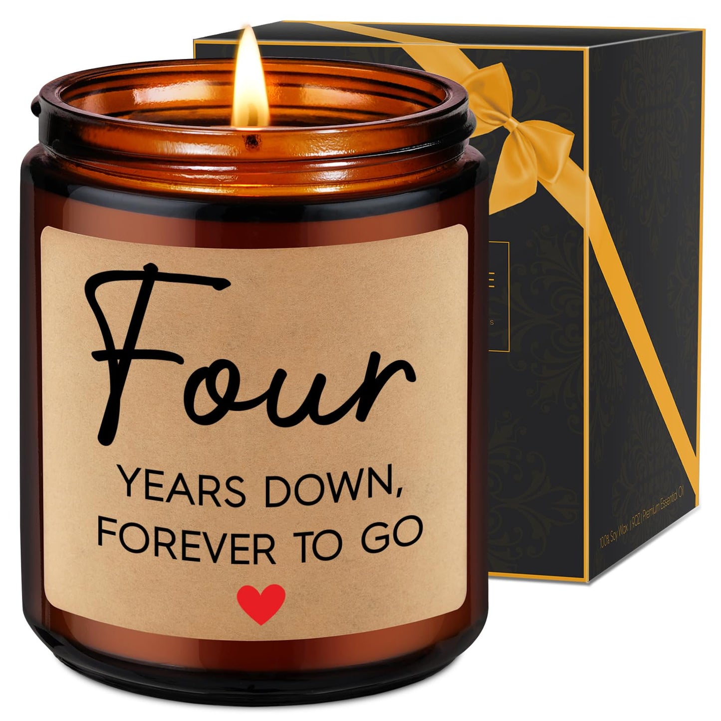 Fairy's Gift 4 Year Anniversary Candle Gifts for Him Her Husband Wife Boyfriend Girlfriend, 4th Anniversary Couples Gifts Ideas, 4th Wedding Anniv. Happy Presents for Couple, Happy Fourth Year Anniv.