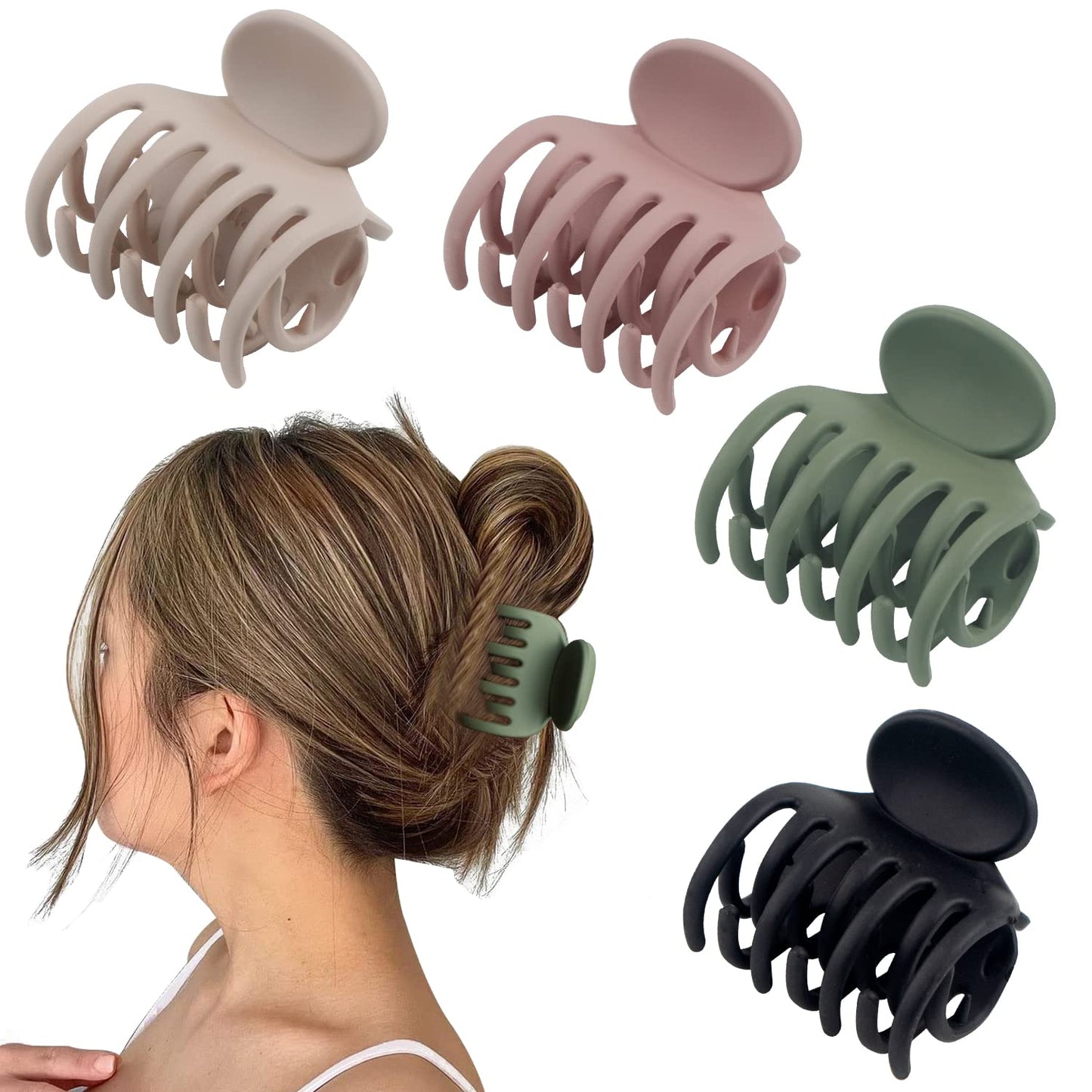 Medium Hair Clips for Thin Fine Hair, 1.5'' Small Claw Hair Clips for Women and Girls, Matte Double Row Jaw Clip Non Slip Hair C