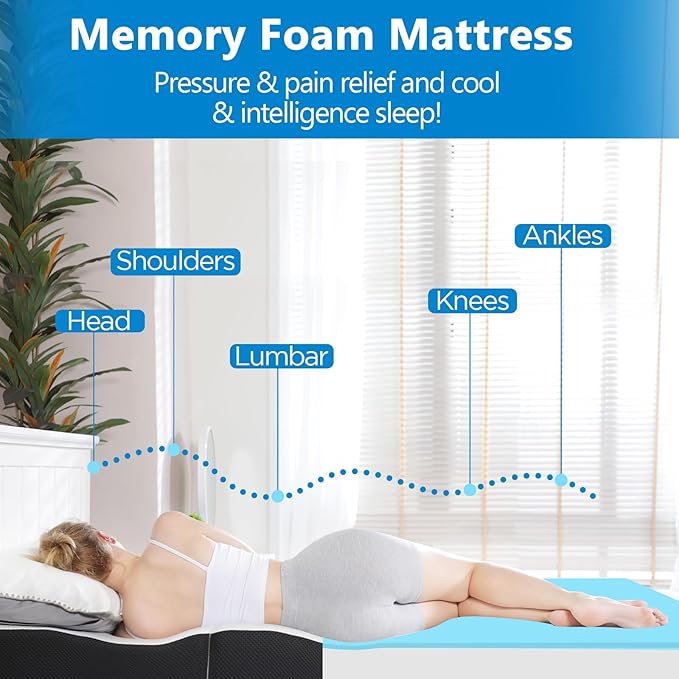 Roxzo Mattresses Toppers 3 Inches, Tri Fold Memory Foam Mattress,Ventilated Design,Removable and Washable Cover,No-Slip Design,Easy Storage,Suitable for Camping,Guest,Floor RV,Full Size 73"x52"x3"