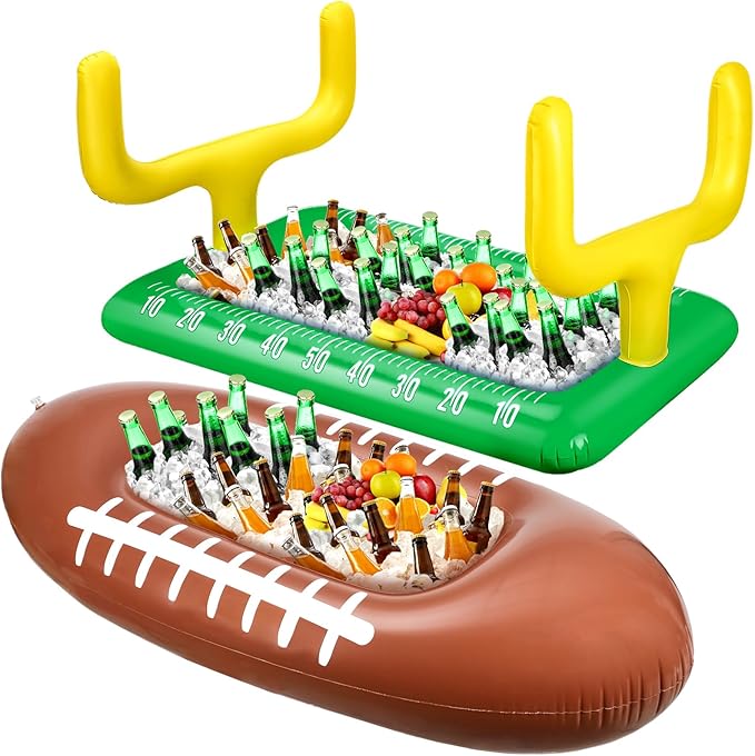Leitee 2 Pcs Inflatable Football Drink Cooler Football Party Decoration Inflatable Field Cooler Ice Serving Bar Food Conta...