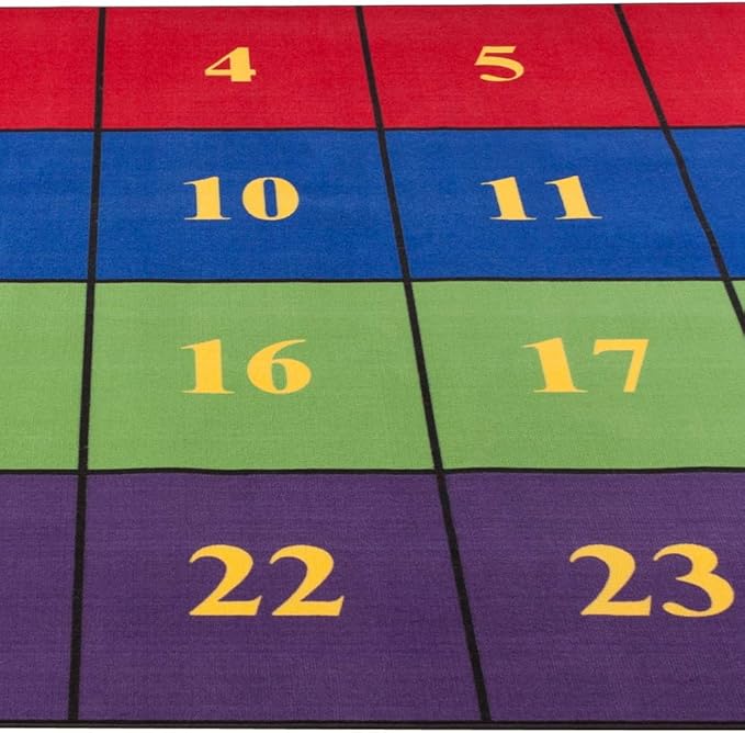 KIDCARPET.COM Classroom Seating Rug with 24 Squares Bright, 7'6" x 12' Rectangle, Educational Classroom Rug, Kids Learning Play Mat | Area Rug for Bedroom or Playroom