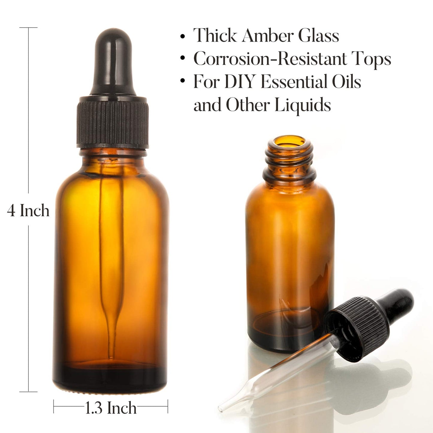 AOZITA 24 PCS, 1 oz Dropper Bottles for Essential Oils with 6 Funnels & 1 Long Glass Dropper - 30ml Amber Glass Bottle with Eye Droppers - Tincture Bottles, Leak Proof Travel Bottle for Liquids