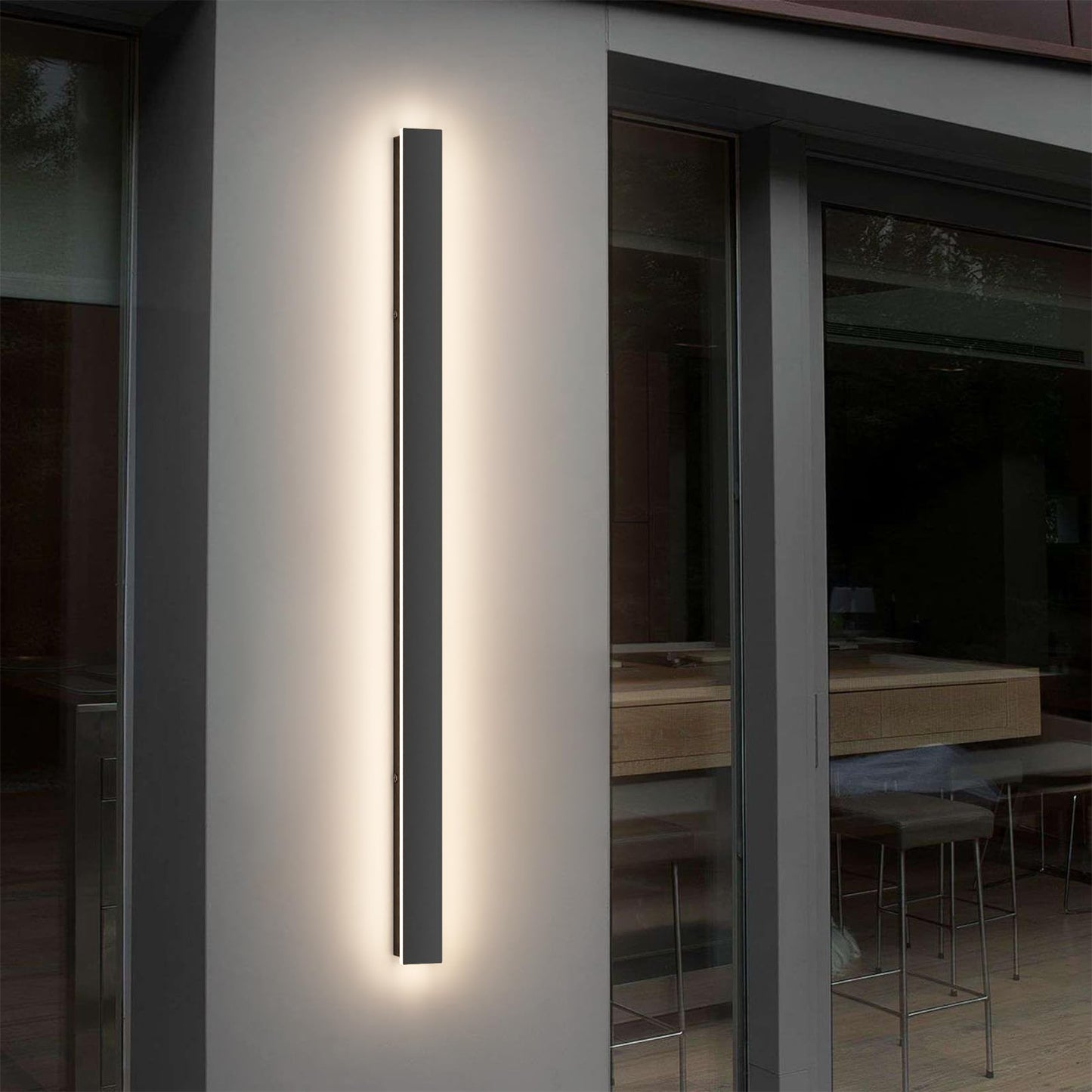 lundwa 40inch Long Outdoor LED Wall Light 4000K Natural Light 30W Black Porch Light Acrylic Waterproof IP65 Exterior Wall Light Fixture for House Patio Porch Courtyard