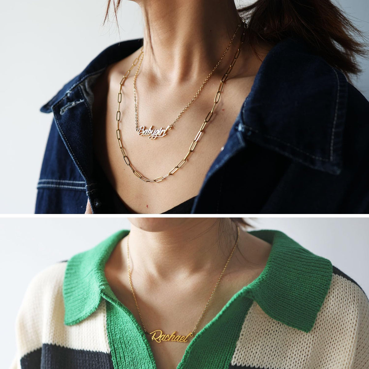 Aoloshow Haylie Name Necklace Stainless Steel 18k Gold Plated Initial Name Necklace Womens Jewelry for Christmas