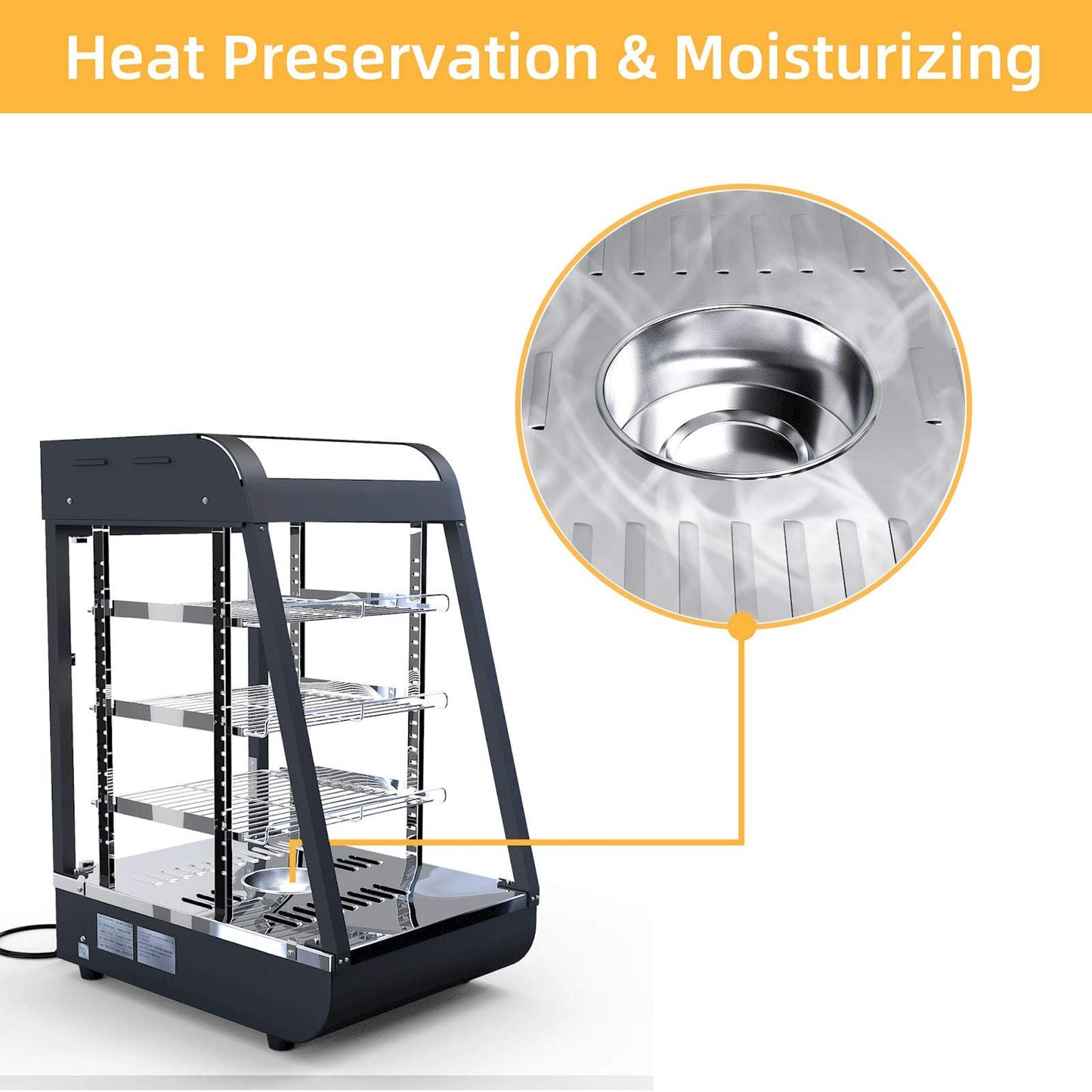 15" Commercial Food Warmer Countertop Pizza Warmers Display Pastry Patty Warmer Case for Buffet Restaurant Shop Heater Food Service L15'' x W19'' x H25''