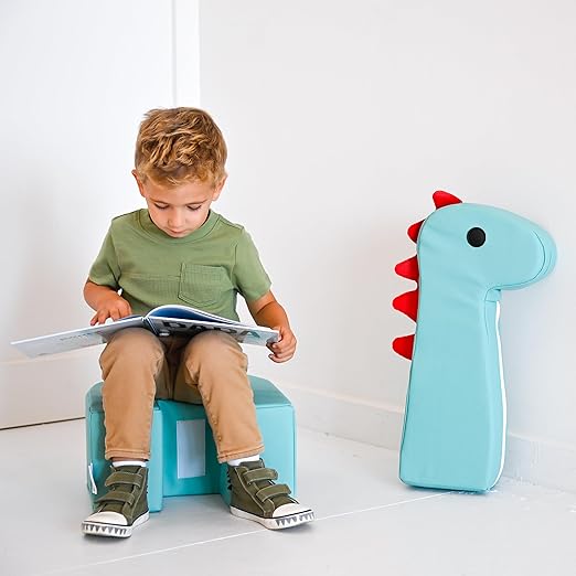 Children's Factory Spike The Dino, Aqua Foam Kids Stool, Toddler Soft Seating Chair for Daycare, Preschool and Home, Lightweight and Easy to Clean, Little Explorers Collection