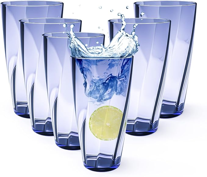 Alaiselit Unbreakable Plastic Cups Plastic Highball Drinking Glasses Tumbler, Large Water Tumbler Set (Set Of 6, 25 Oz) Di...