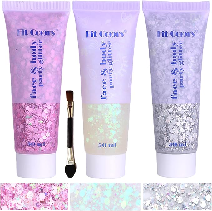 Body Glitter Face Glitter Gel: Singer Concerts Disco Festival Rave Accessories Face Glitter Makeup 150ml Chunky Sequins Me...
