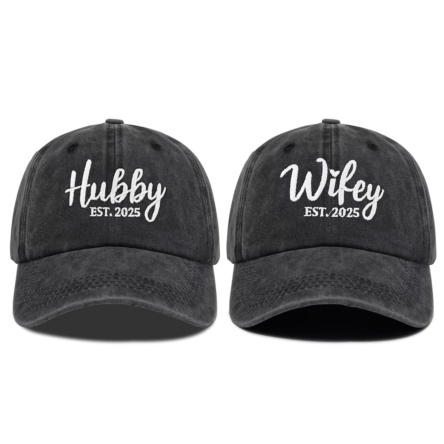 Hubby and Wifey Hat, Wedding Gifts for Couoples 2025, Husband and Wife Gifts, Black Baseball Cap for Bridal Shower Newlyweds Engagement Honeymoon