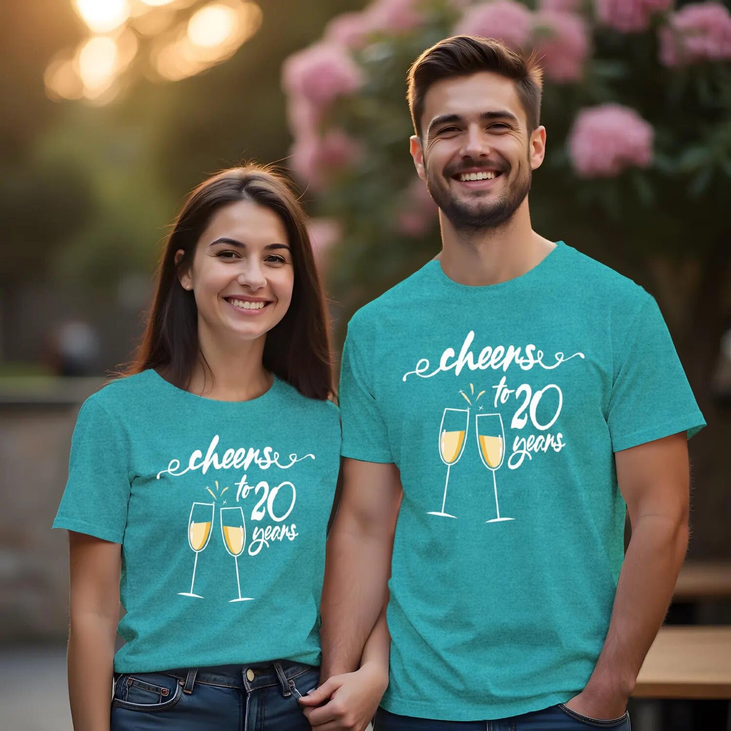 SUWATOIN 20th Wedding Anniversary Matching Couple Shirts | China Wedding Gifts T-Shirt for Him & Her