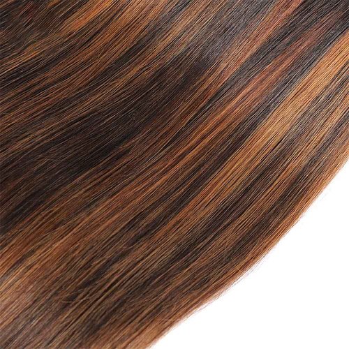 Highlight Brown Human Hair Bundles 8A Virgin Dark Brown Straight 3 Bundles 26 28 30 Inch 2 Tone Human Hair Bundle Honey Blonde Human Hair Extensions