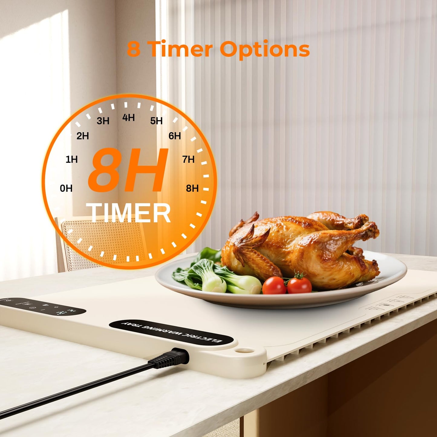 Firelex Food Warming Mat for Buffet, Silicone Food Warming Mat with Timer & 7-Temp Settings, 8s Fast Heat, keep food warm for Party, Events, home dinners, Thanksgiving & Christmas Gift, White