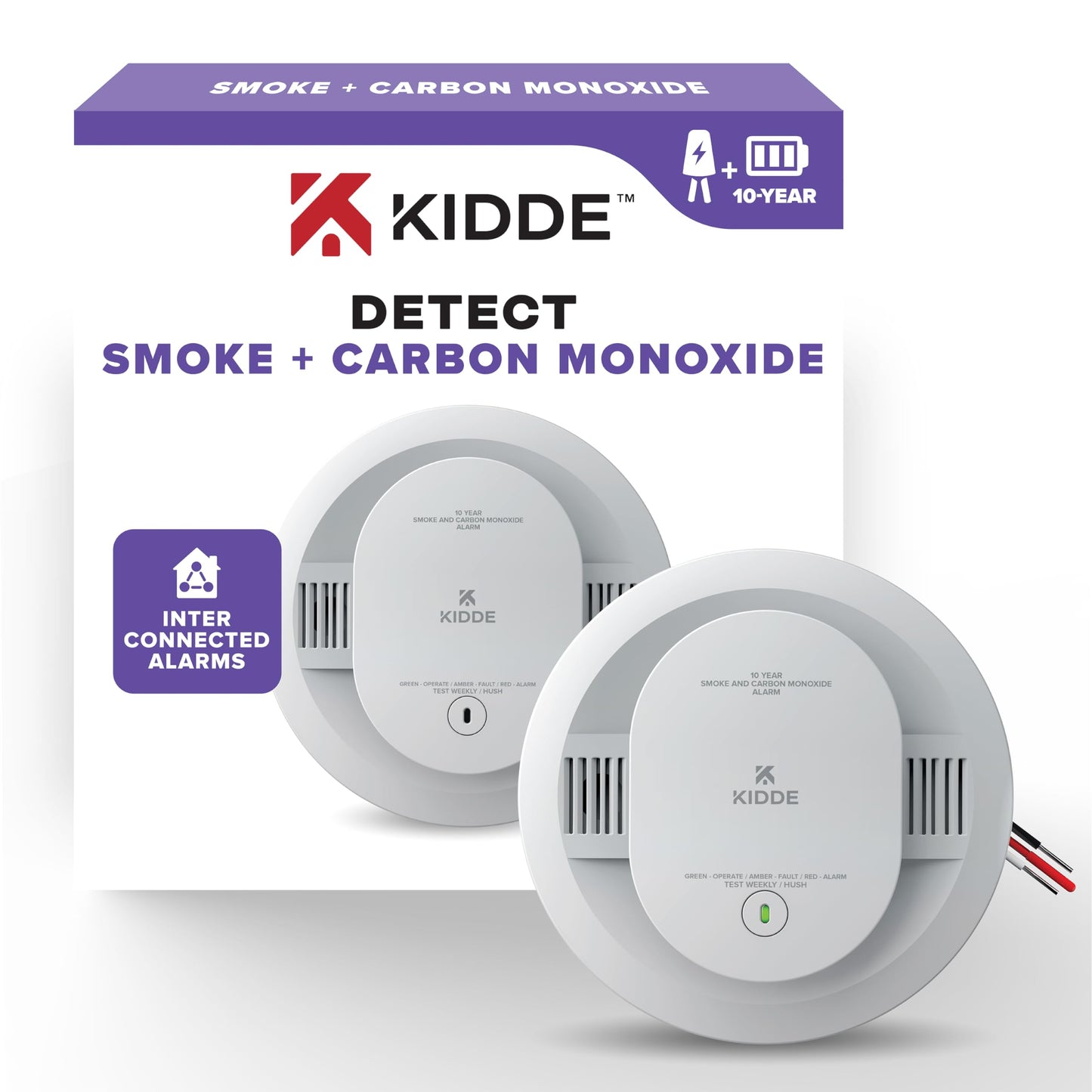 Kidde Hardwired Smoke, Carbon Monoxide & Heat Detector Bundle with 10-Year Battery Backup & Interconnect Capability