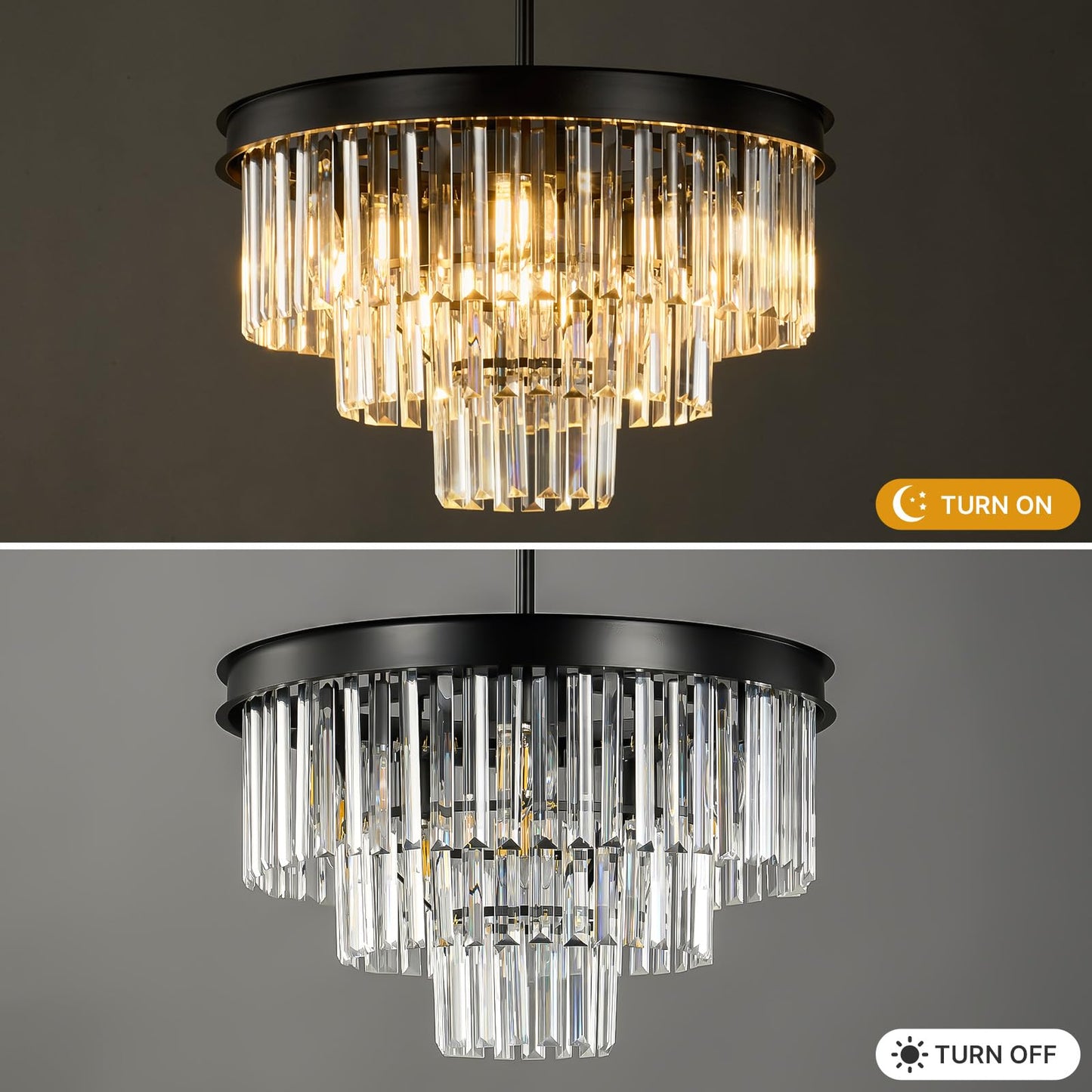 Black Crystal Chandeliers For Dining Room: 20" Modern Luxury Chandelier For Bedroom - Round Crystals Ceiling Pendant Lighting Fixtures For Living Room Entryway Kitchen Over Table Island Foyer 9 Light