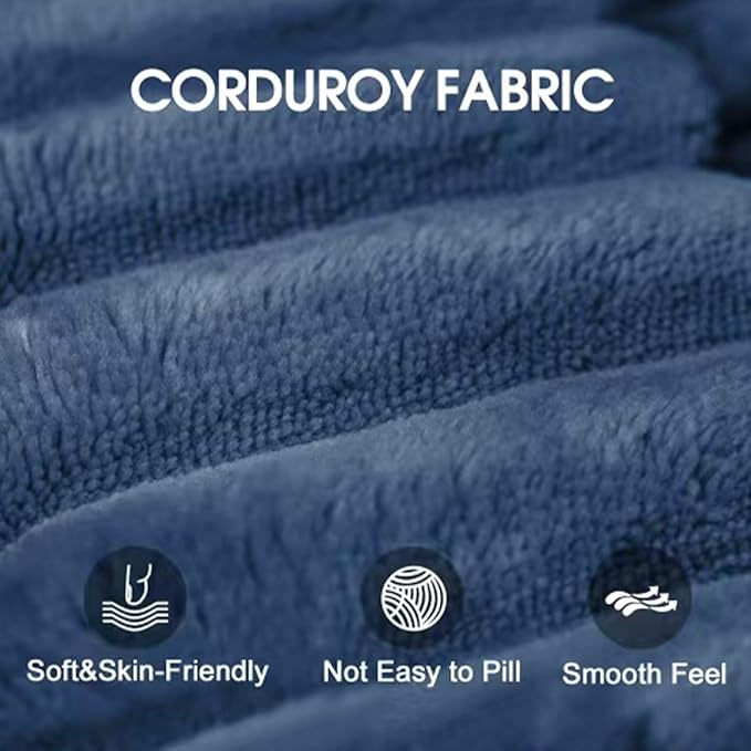 136" Cloud Sectional Couch U-Shaped Chaise with Ottoman, Corduroy Boneless Couch for Living Room Bedroom, Deep-Seat Upholstered Modular Cloud Sofa, No Assembly Required (Blue, Right Facing Chaise)
