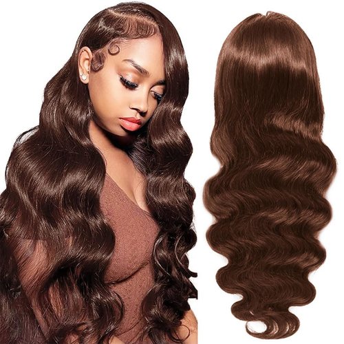 Chocolate Brown Lace Front Wig Human Hair - 13x6 HD Brown Body Wave Lace Front Wigs Human Hair Pre Plucked with Baby Hair, 180% Density Colored Glueless Frontal Wigs Human Hair for Women 26 inch