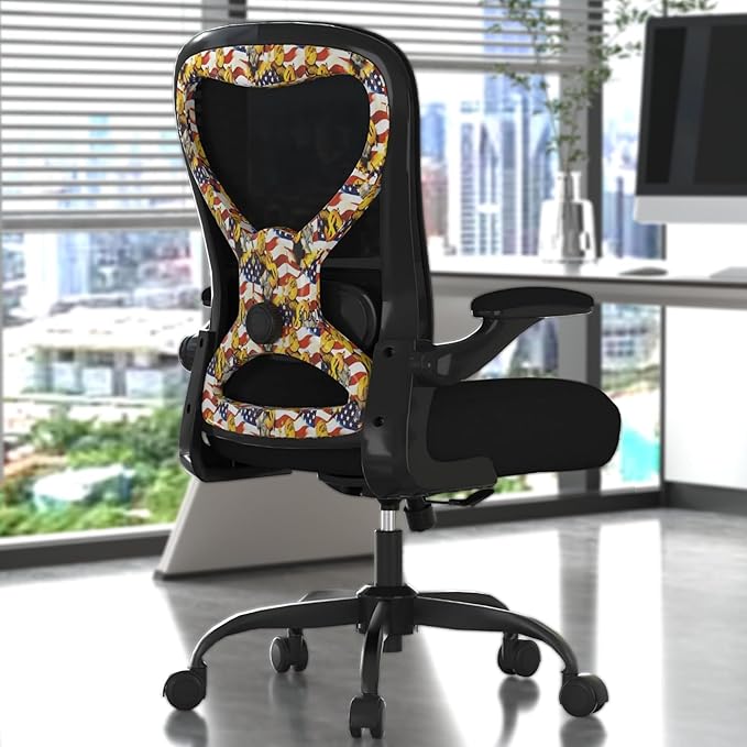 CASASIO Office Desk Chair with Ergonomic Lumbar Support, Extra-Thick Seat Cushion, Flip-up Arms, Breathable Mesh Back, Computer Task Chair for Home Office