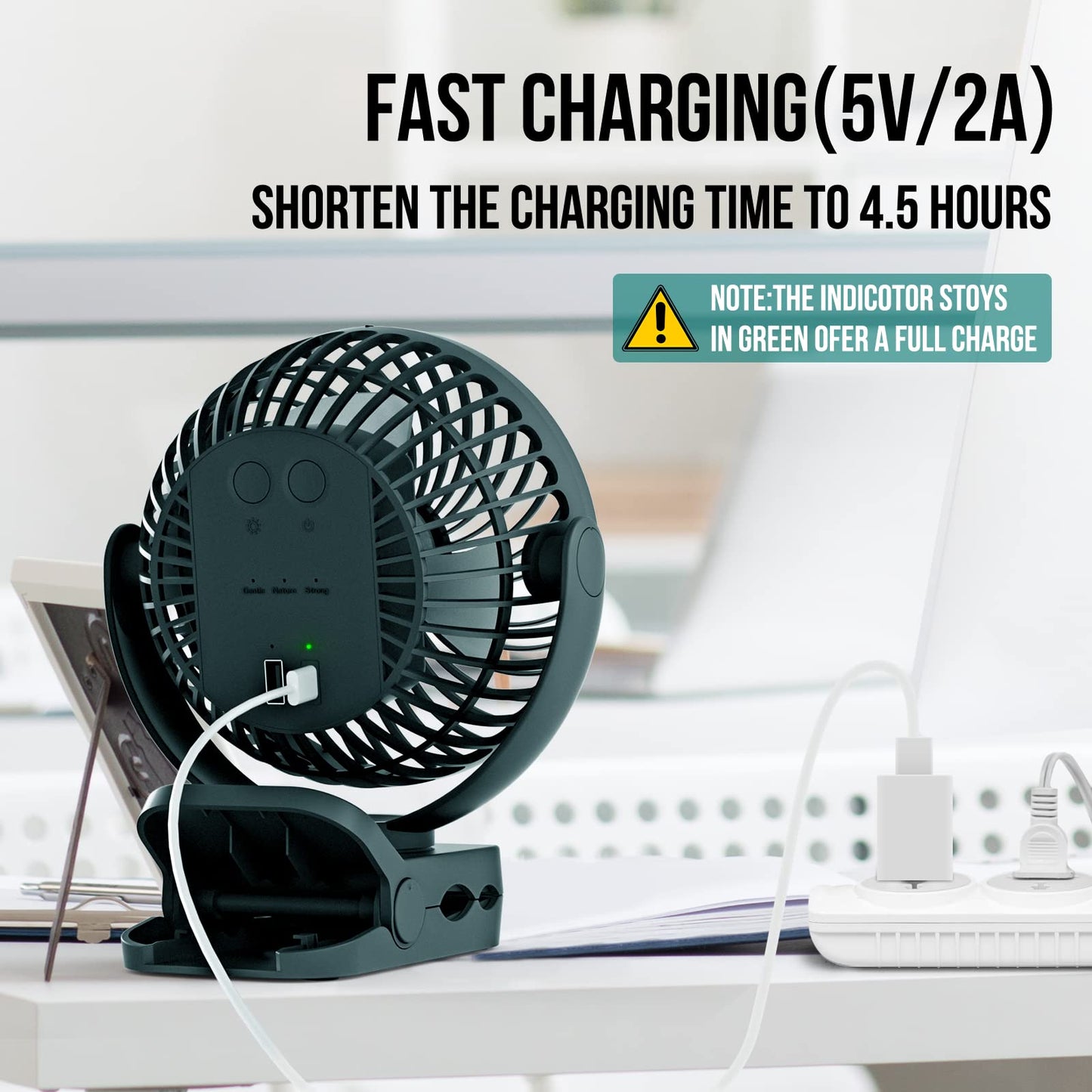 Blbs Rechargeable Camping Fan - 65H 12000Mah With Output Ports, Hanging Hook, 360 Head Rotation For Tents, Camp, Green