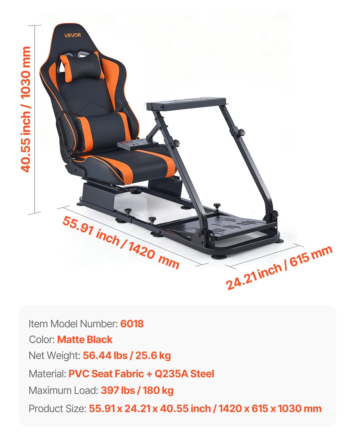 VEVOR Racing Wheel Stand, Heavy-Duty Simulator Cockpit Steering Stand with Dual-Rail Dual-Arm, Fit Logitech G25,G27,G29,G920,G923, Thrustmaster T300RS,TX F458,T500RS,T3PA-PRO (F1/GT) and CSR Pedals