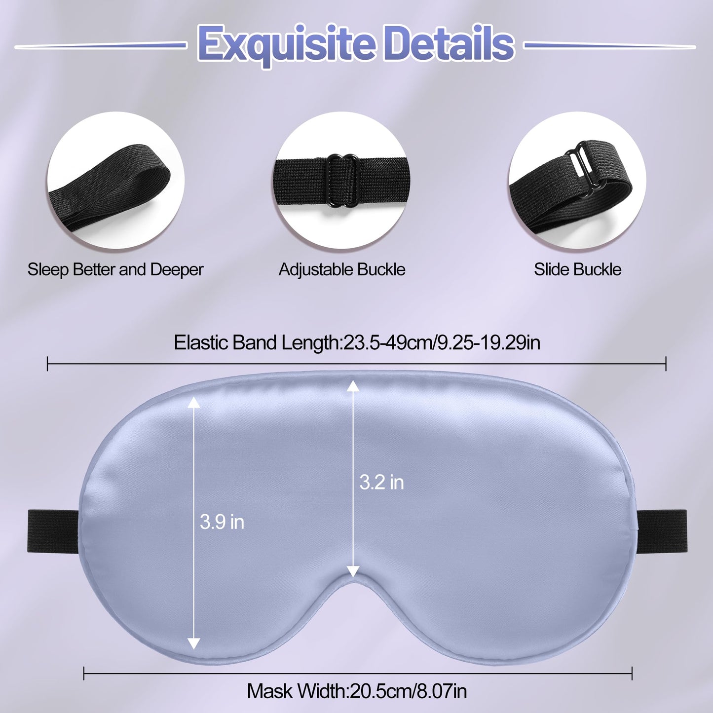 Sleep Mask, Silk Eye Mask for Sleeping with Adjustable Strap, Blindfold Eyeshade for Men & Women, Comfortable & Soft Eye Cover Eyeshade for Night Sleep (Light Purple)