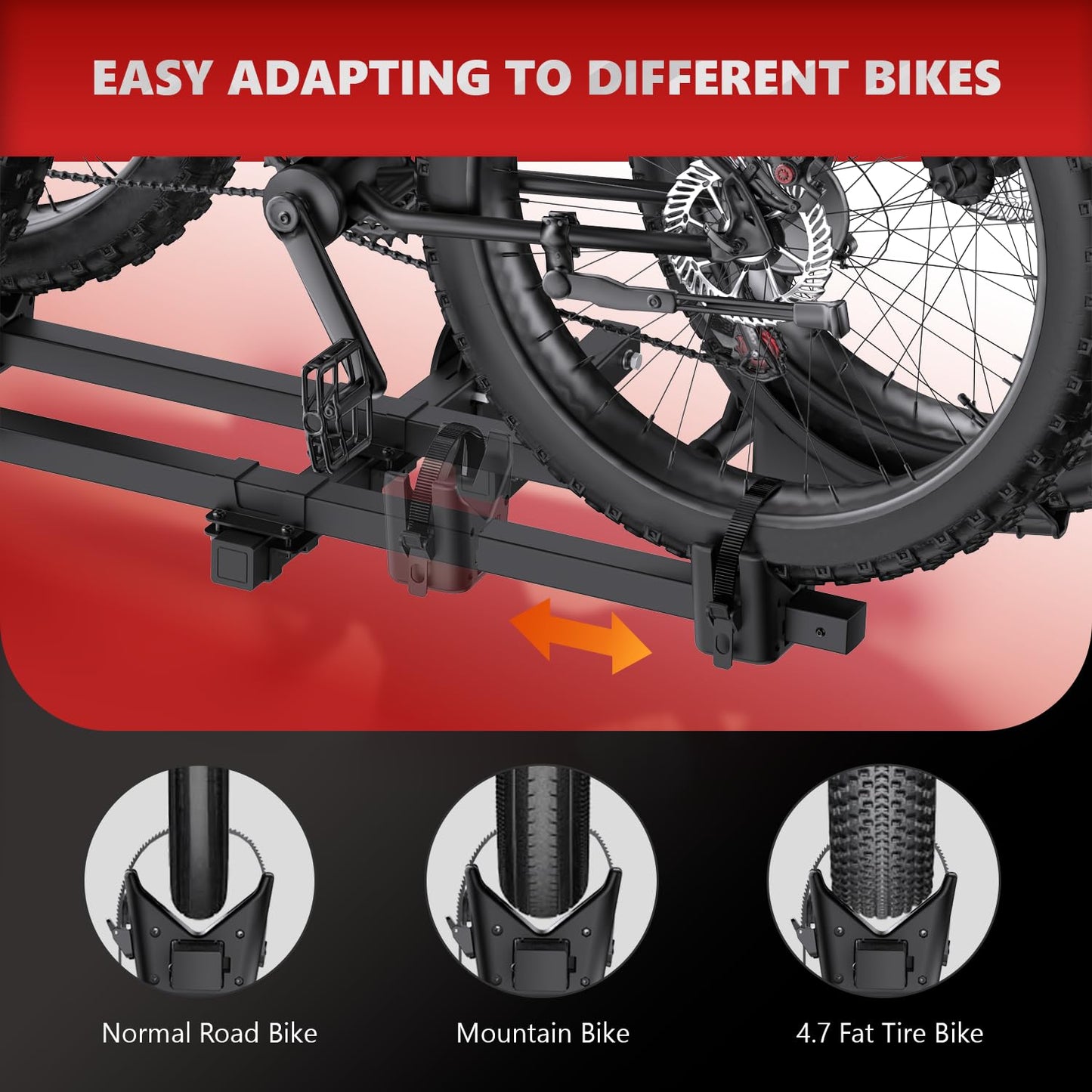 TANX Bike Racks for Ebikes,Fat Tire Bike Rack for Tow Hitch 2-Bike, Smart Tilting Platform for Standard E-Bikes, Fits 2-Inch Receiver