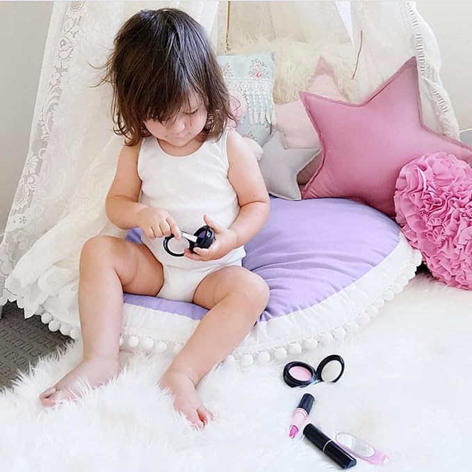 Kishome Large Floor Pillow Kids Round Floor Cushion Seating, 35 inches Big Circle Pillow, Round Floor Pillows Seating for Children, Oversized Mat for Reading Nook Teepee Playroom Nursery, Purple