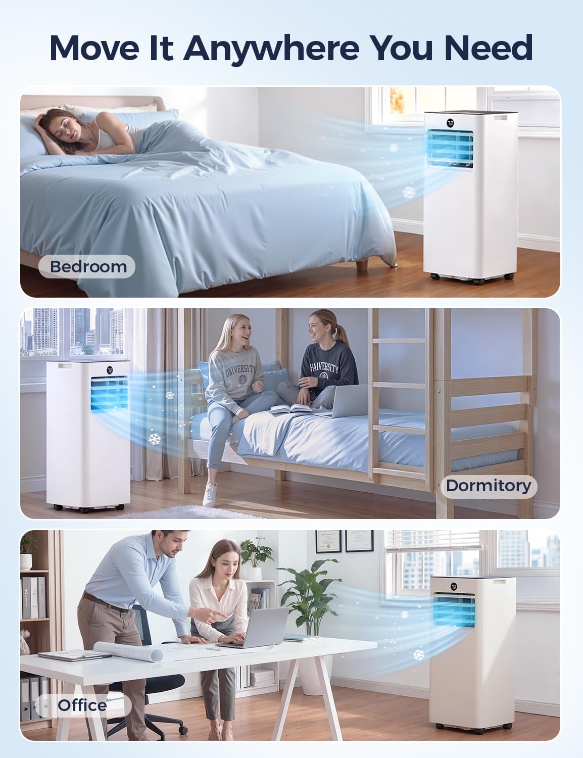 Nexaro 8000 BTU Small Portable Air Conditioner, Compact Portable AC Unit for Room up to 350 Sq.Ft, 4-in-1 Air Conditioner Portable with Fan & Dehumidifier, Quiet AC with Window Kit for Home/Office