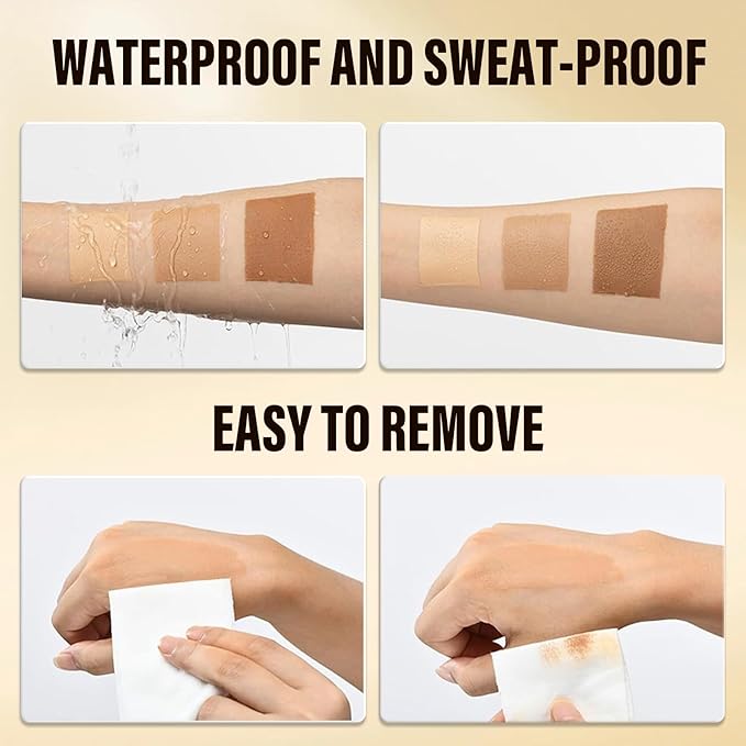 Legs Makeup Waterproof with Brush, No Transfer Body Concealer, Coverage for Vein, Scar, Tattoo for All Skin Tones, 100ML (BRONZE)