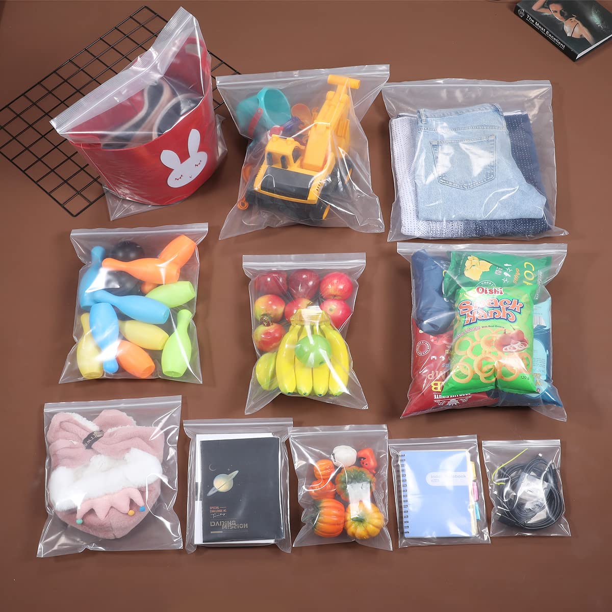 7 x 9 inches Thick 5 Mil Clear Zip Plastic Bags Lock Reclosable Poly Bag Seal Storage Bags With Zipper for Cards Envelopes Snacks Heavy-Duty 20Pack