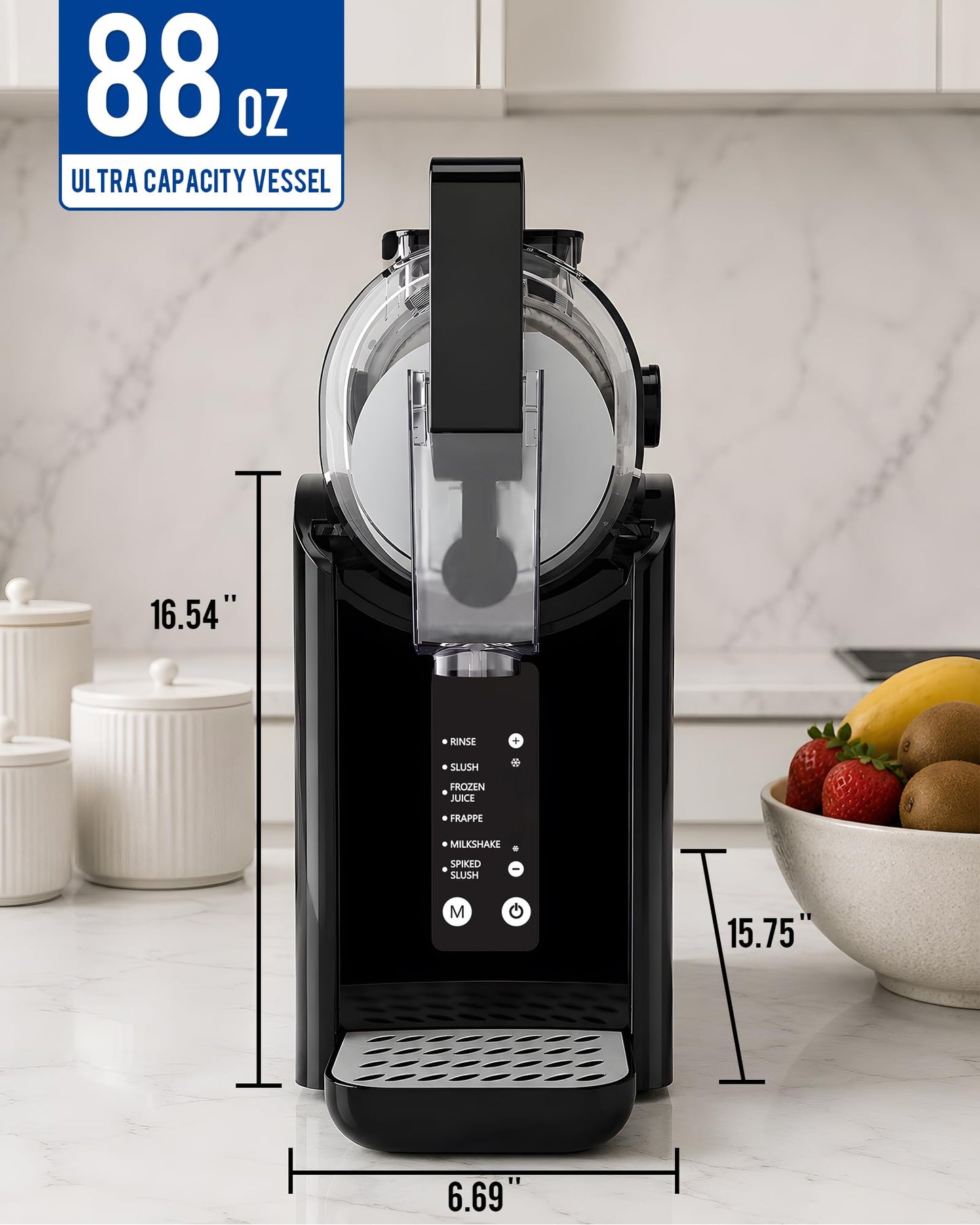 Frostyne 88oz Slushie Machine for Home with No Ice Needed, 5 Preset Programs, Self-Cleaning Function, Quiet Operation, Perfect for Making Frozen Margaritas, Milkshakes, Smoothies, Frappes,Black