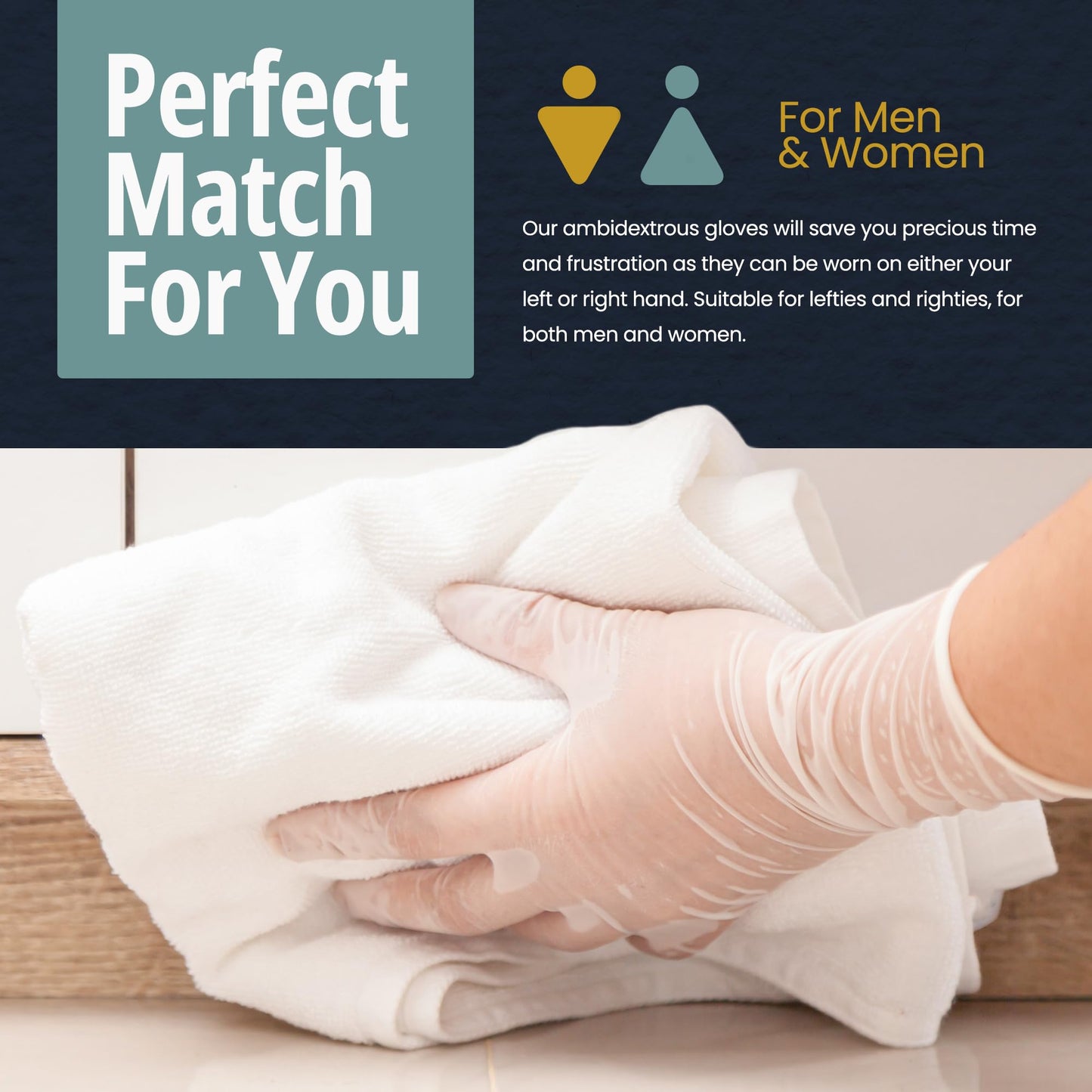 MED PRIDE Disposable Medical Grade Vinyl Exam Gloves, Latex & Powder Free, Ultra-Strong, for Healthcare & Food Handling (Medium (Pack of 100) 100 Clear)