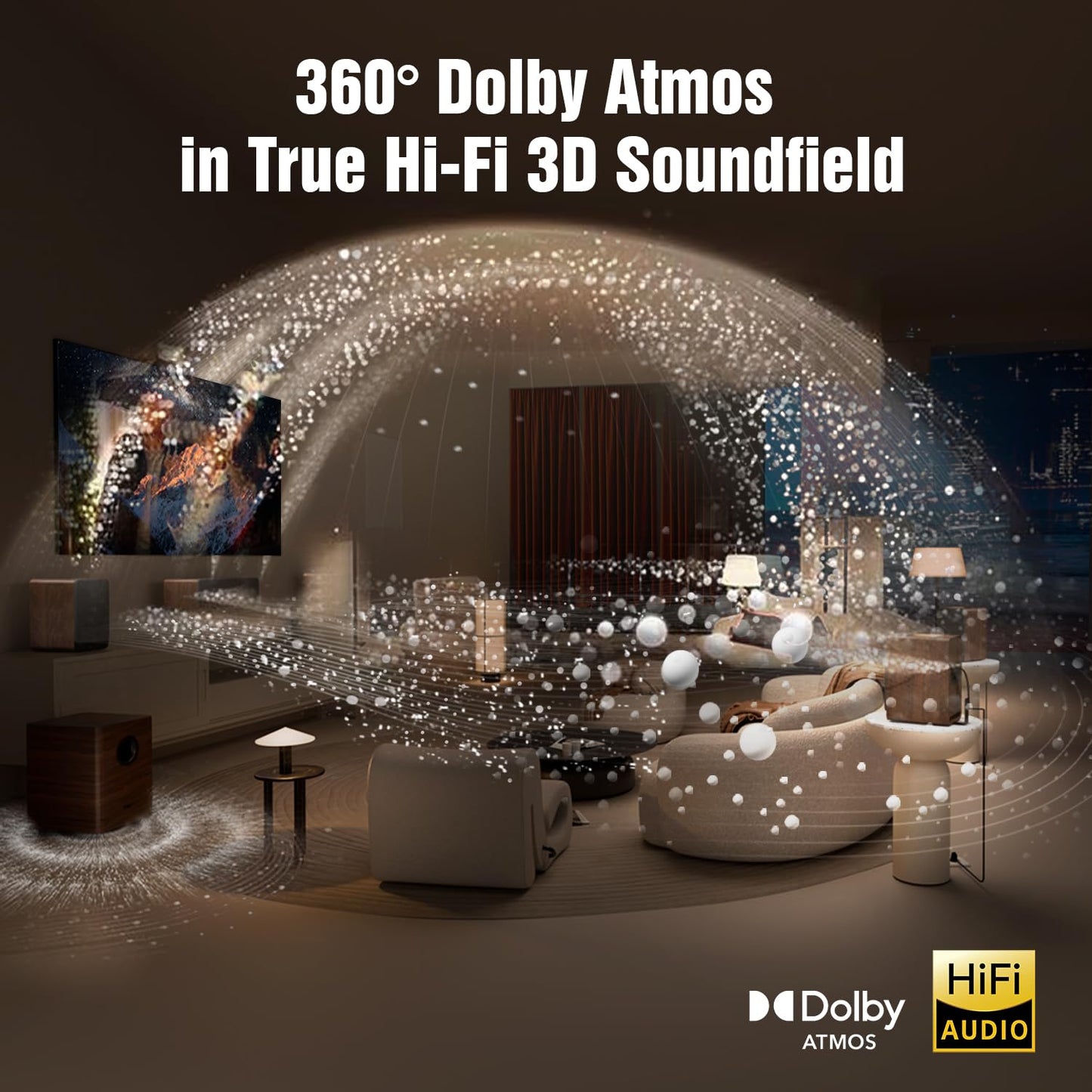 True 5.1.4 Hi-Fi Dolby Atmos Surround Sound System, 900W Home Theater Sound Bar for Smart TV, Center Channel Speaker with 4 Surrounds, 25Hz Subwoofer, Hi-Fi Grade Crossover, Soundbar eARC, BT 5.4