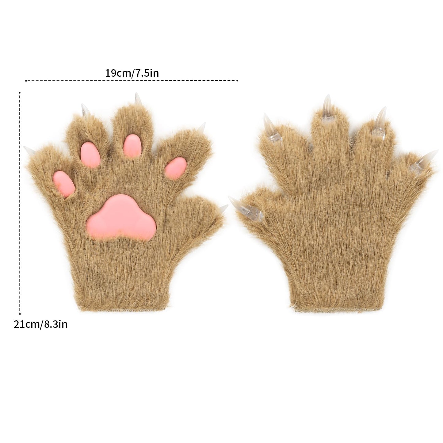 HAOAN Furry Fur Cat Wolf Fox Dog Fluffy Animal Paws Claws Gloves Mittens Hands Costume Cosplay Halloween Christmas for Kids