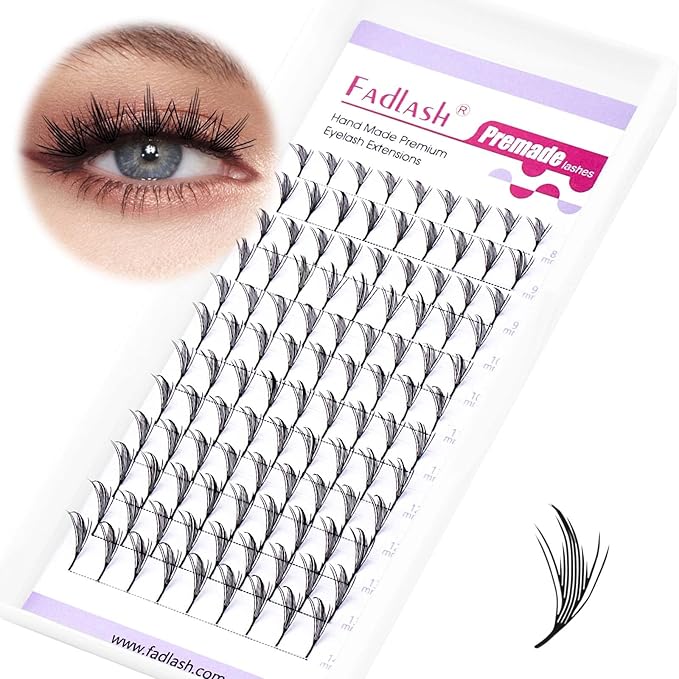 Premade Lash Fans Anime Lashes 0.07 D Curl Natural Manga Lashes Soft Black Eyelash Extensions for Professional Salon Use by FADLASH (0.07-D-8-14mm)
