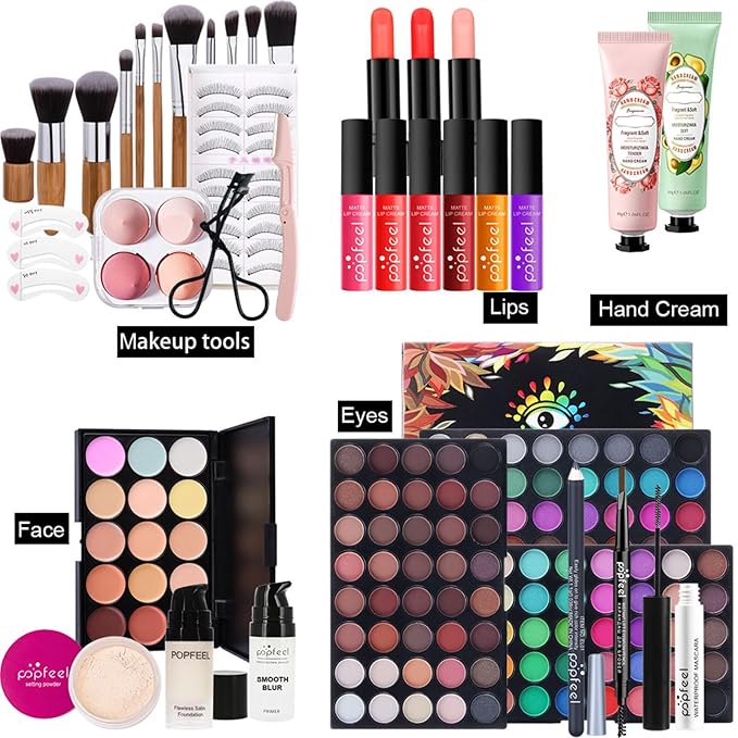 All-in-One Makeup Gift Set Carry All Makeup Kit for Women Full Kit With Makeup Bag Lipgloss Lipstick Concealer Blush Foundation Face Powder Eyeshadow Palette Cosmetic Palette #5